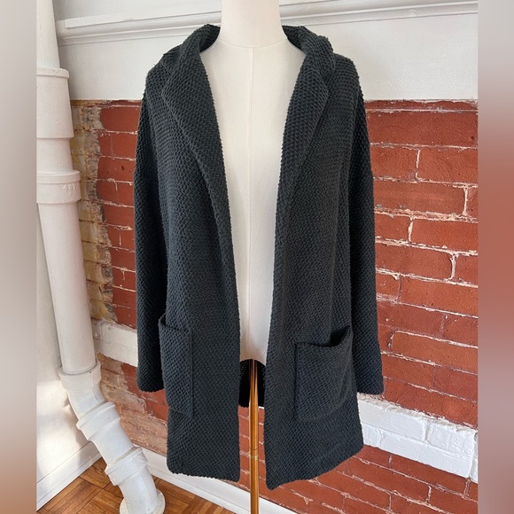 Marine Layer Lila Coat  Oversized Open Front Cardigan Sweater Charcoal Gray - Picture 3 of 14